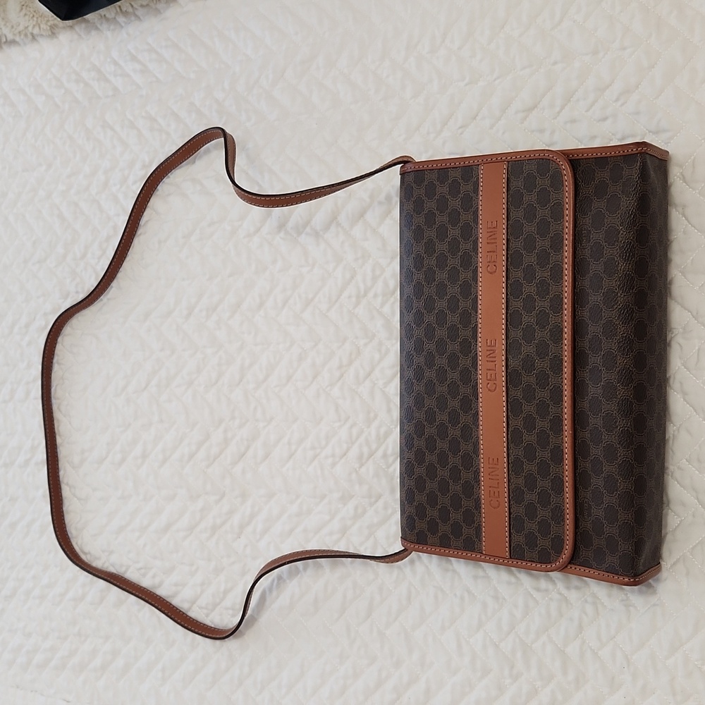 Authentic CELINE Macadam Convertible Shoulder Bag Clutch Purse EUC